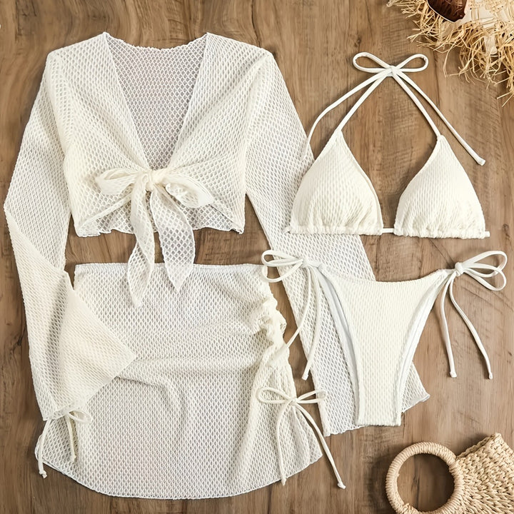Dame luftig net-bikini med sporty cover-up Skovae