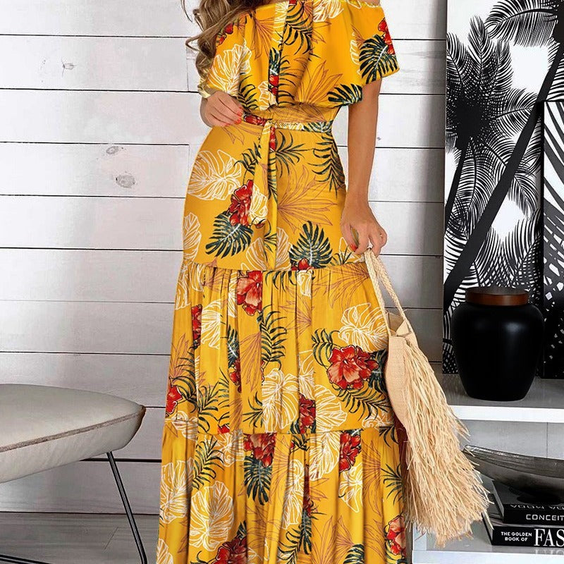 Dame Off-Shoulder Lagdelt Maxi Kjole Stilla