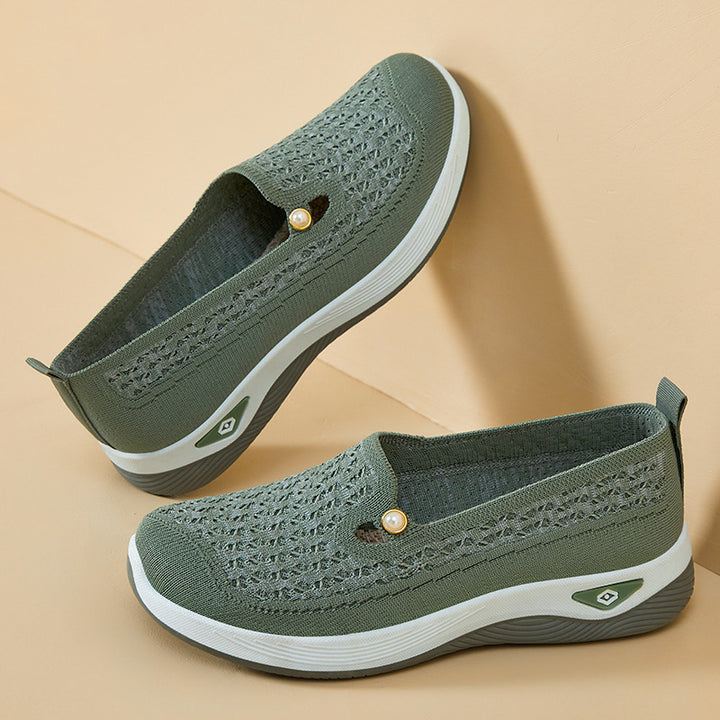 Femme Komfortable Slip-On Vandresko med Åndbart Strikdesign Stilla