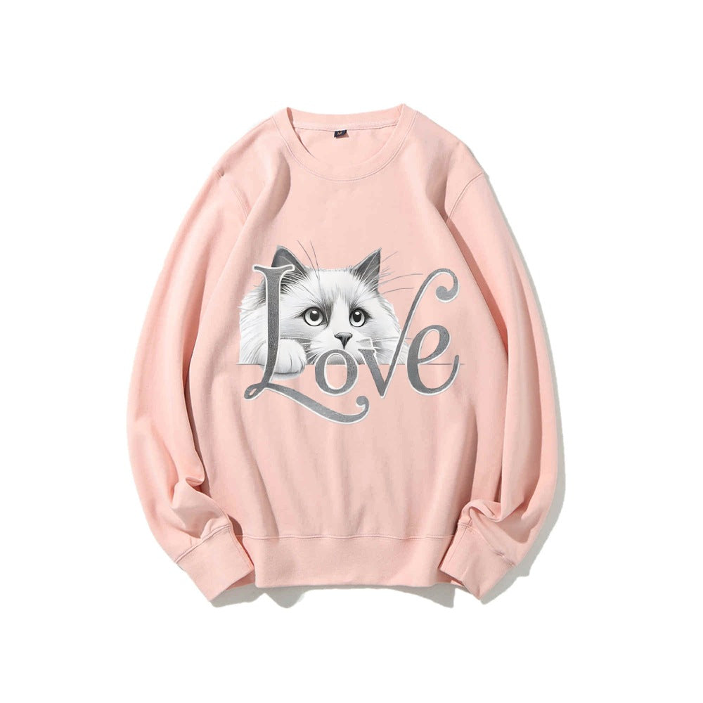 Kvinders sweatshirts med legende katte design og afslappet pasform Stilla