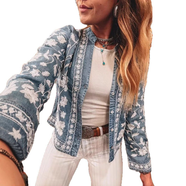 Dame broderet bluse Stilla