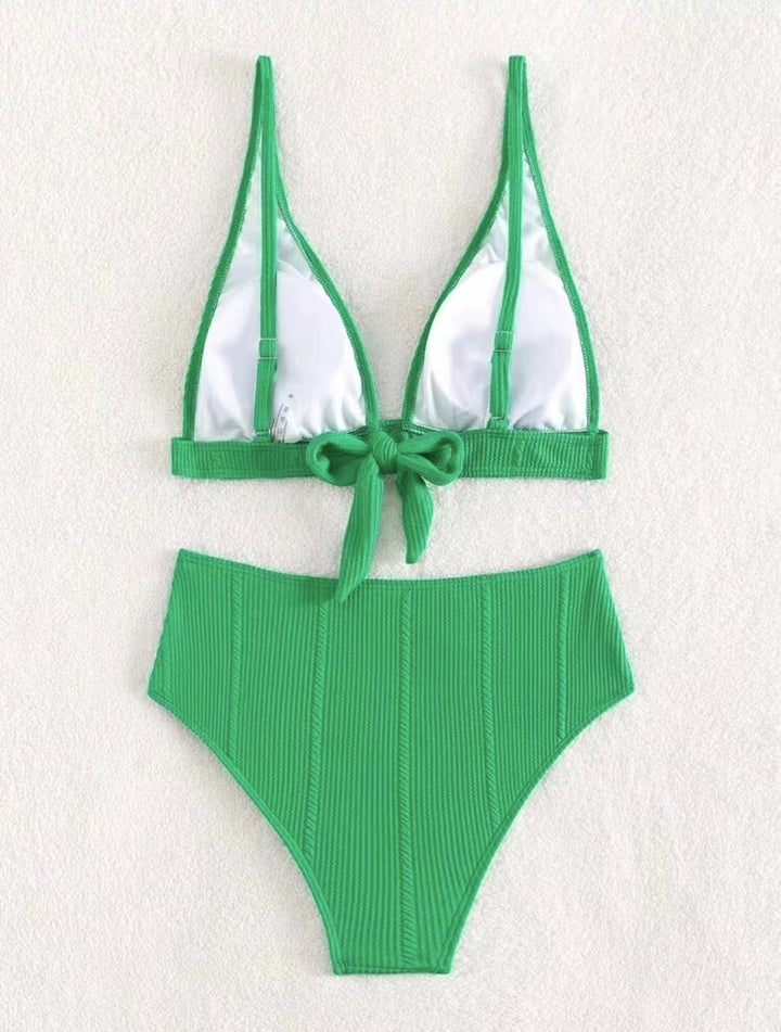 Dame Højskåret Bikini med multifunktionel top og ribstruktur Stilla