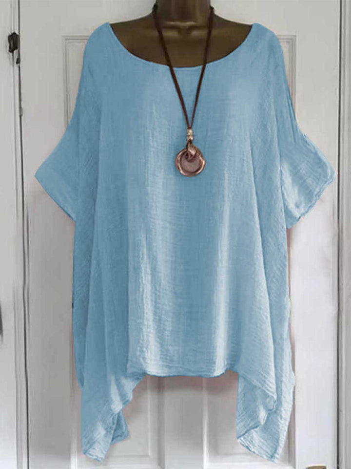 Dame afslappet oversized bluse shirt i let materiale med løs pasform Stilla