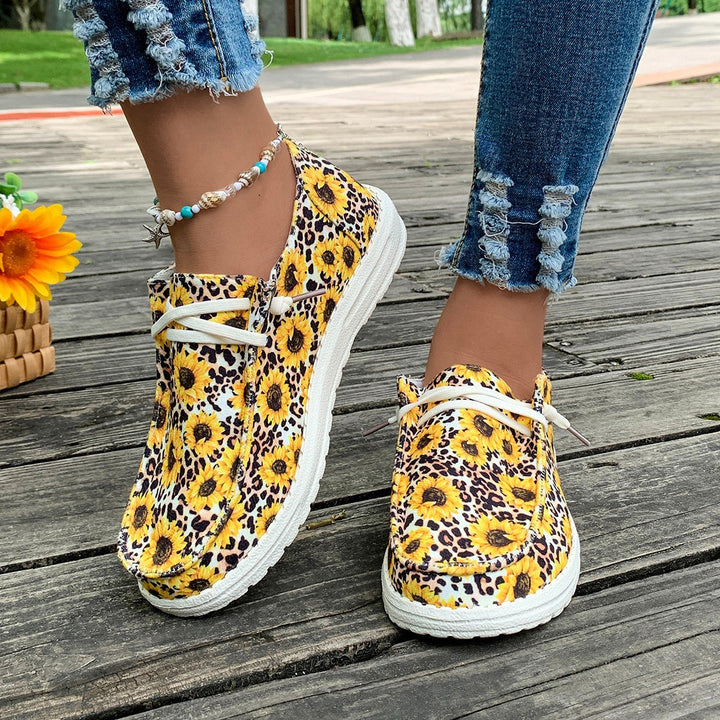 Dame Slip-On Sneakers med blomstret leopardprint og elastisk indtræk Stilla