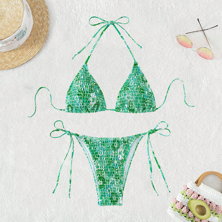 Dame Triangle-Bikini med legesygt blomsterdesign Skovae