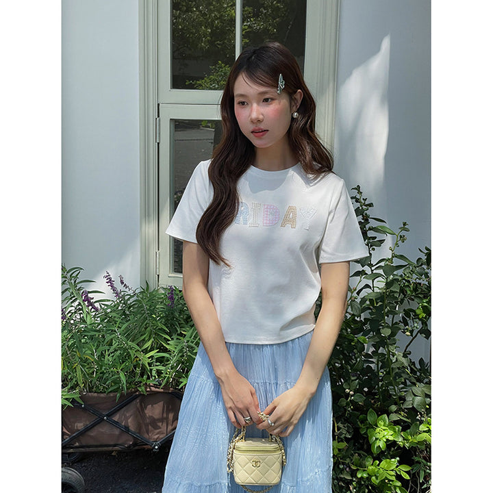 Damer afslappet T-shirt med moderne grafikker Stilla