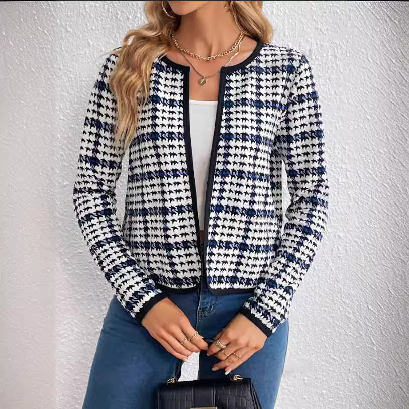Dame Tweed-jakke i moderneternet ruters design Stilla