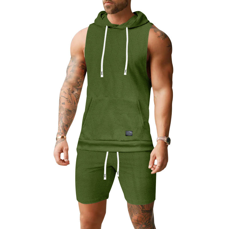 Herrer Sporty Hoodie Shirt og Shorts Sæt med innovativt Design Stilla