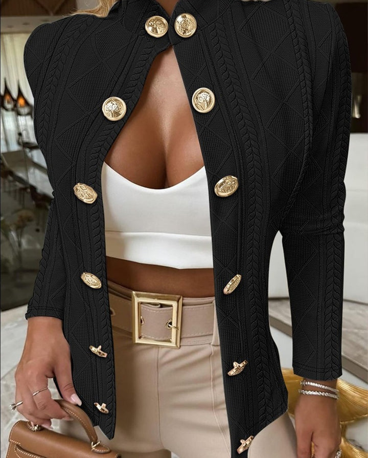 Damer struktureret blazer-overdel med dekorative knapper Stilla