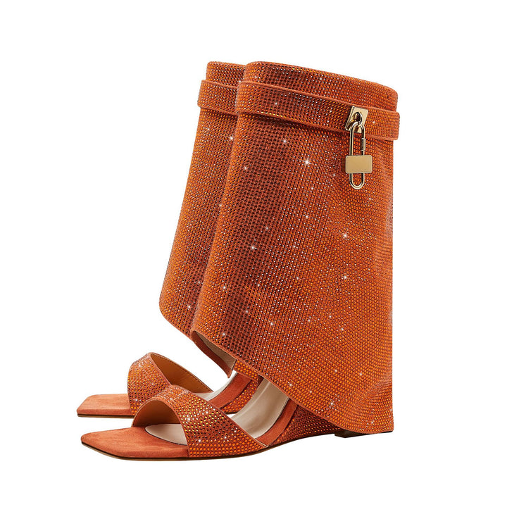 Femme med strass dekorerede Open-Toe ankel-wrapping hæle Stilla