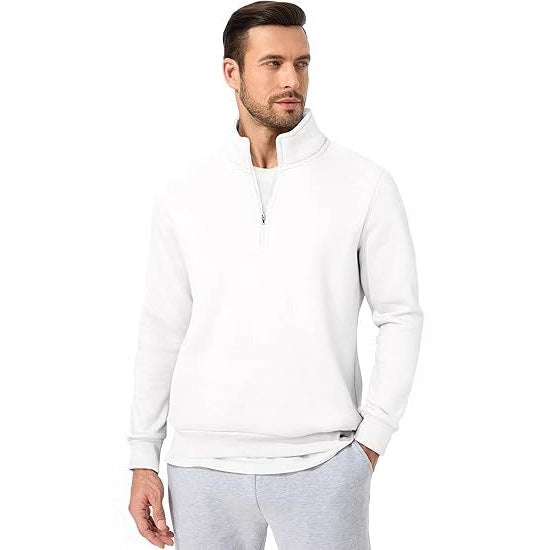 Herresweater med halv lynlås og moderne snit Skovae