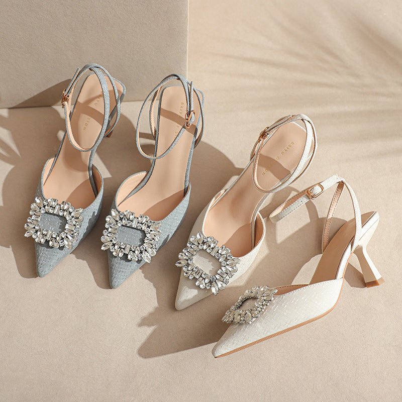 Dame elegante Slingback-High Heels med dekorativt strassdetalje Stilla