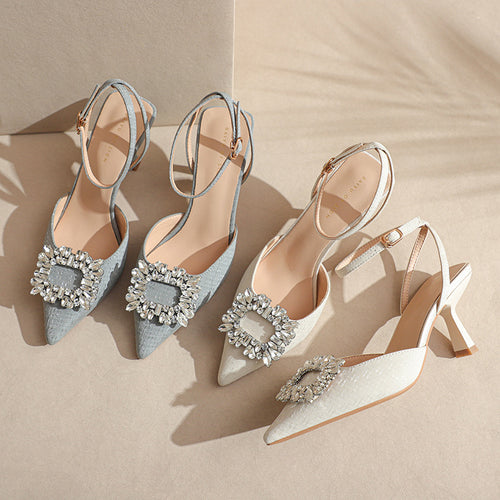Dame elegante Slingback-High Heels med dekorativt strassdetalje Stilla