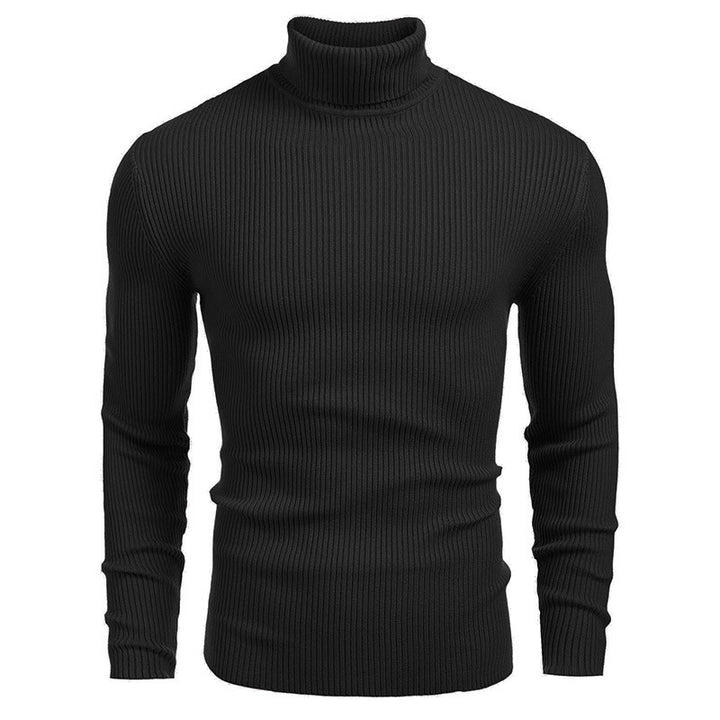 Herrer finstrikpullover med høj krave og ribstruktur Stilla