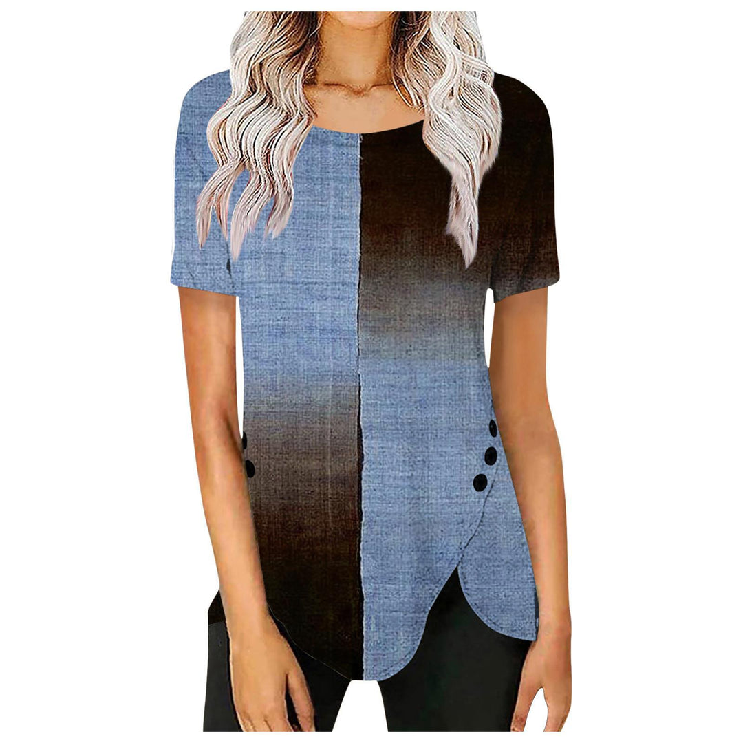 Dame bluseskjorte med floralt design og asymmetrisk kant Stilla