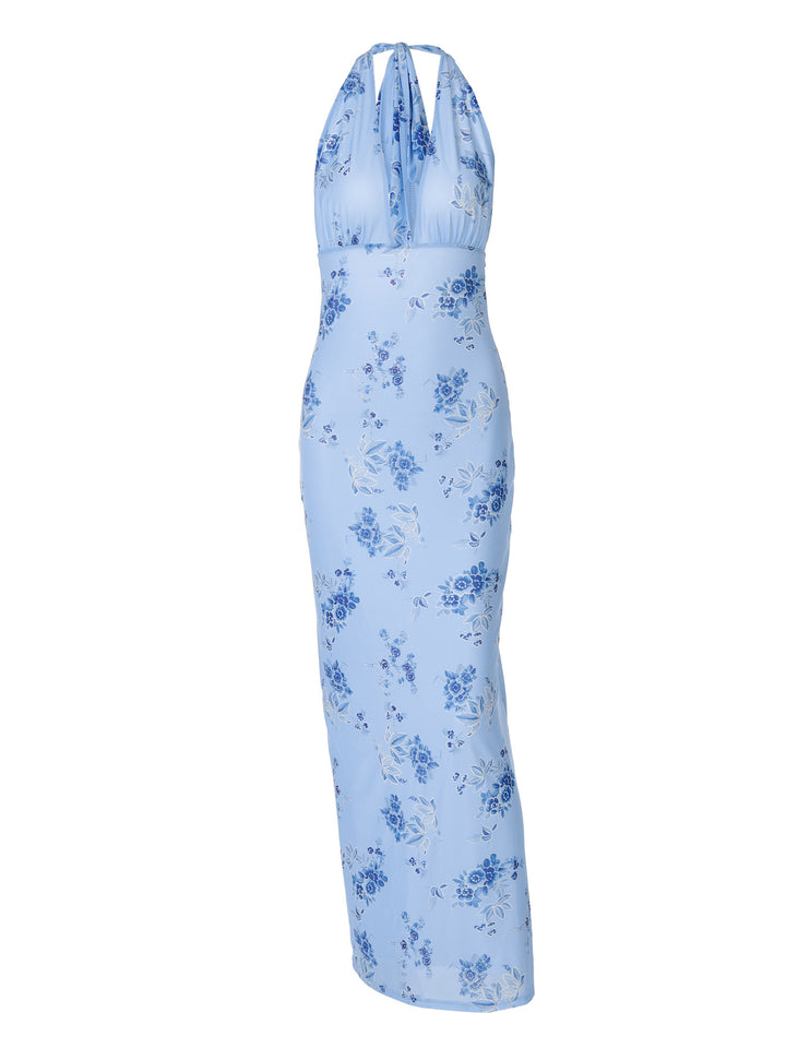 Dame Maxikjole med flatterende snit og elegant blomsterprint Stilla