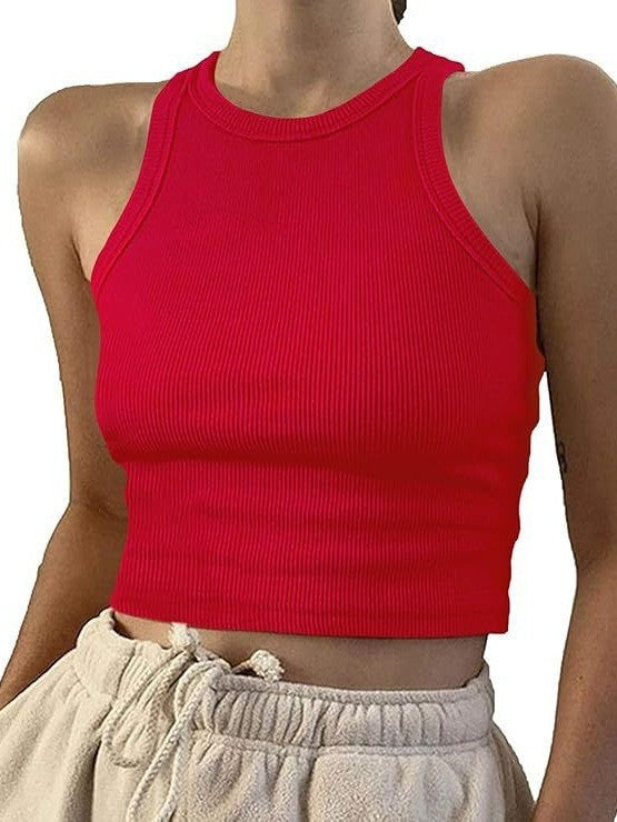 Damer sporty crop-top med elastisk ribdesign Skovae