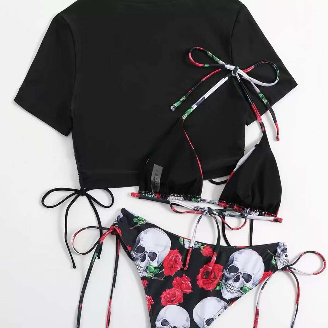 Dame Crop-Top og Bikini-Bukser Sæt med iøjnefaldende Design Stilla