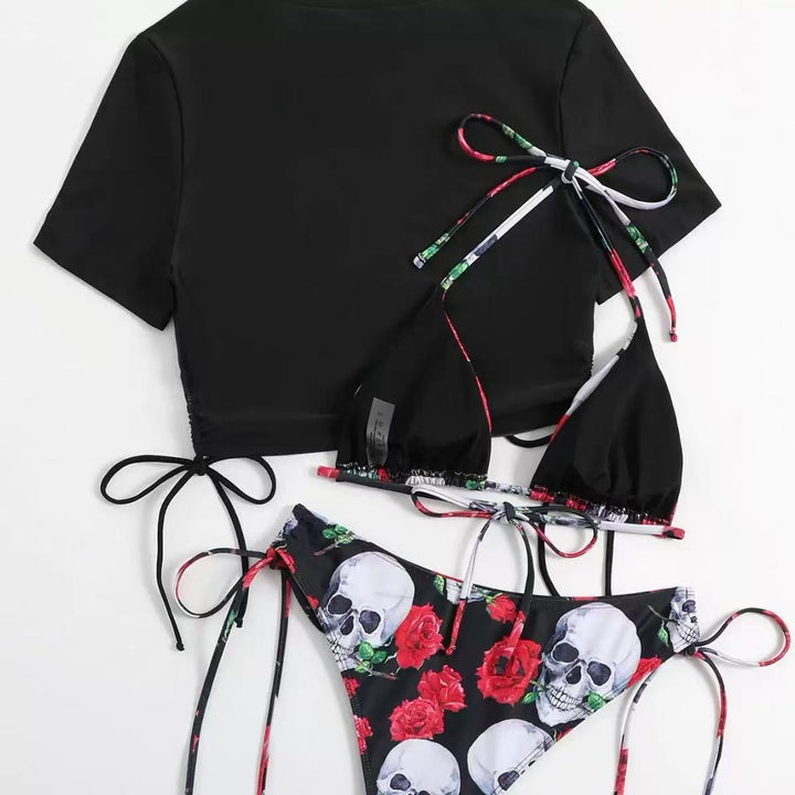 Dame Crop-Top og Bikini-Bukser Sæt med iøjnefaldende Design Stilla