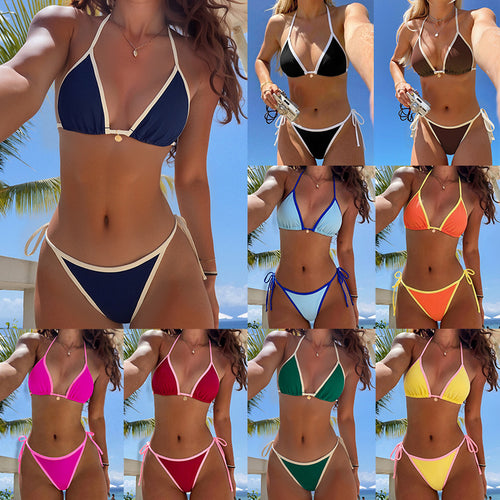 Dame triangelbikini med justerbare sidestropper Skovae