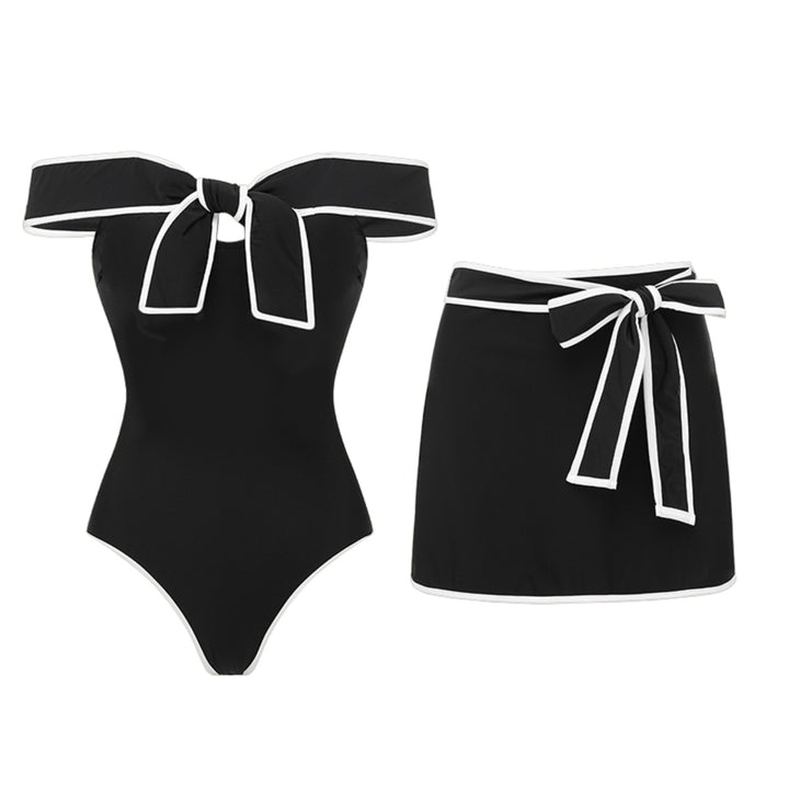 Dame Off-Shoulder Badebeklædning med Indpakningsnederdel Skovae