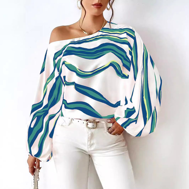 Dame Off-Shoulder Abstrakt Print Bluse Stilla