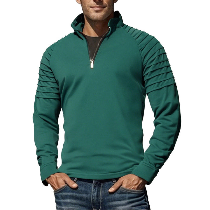 Herrer sportpullover med stilfulde rib-detaljer og halv lynlås Stilla
