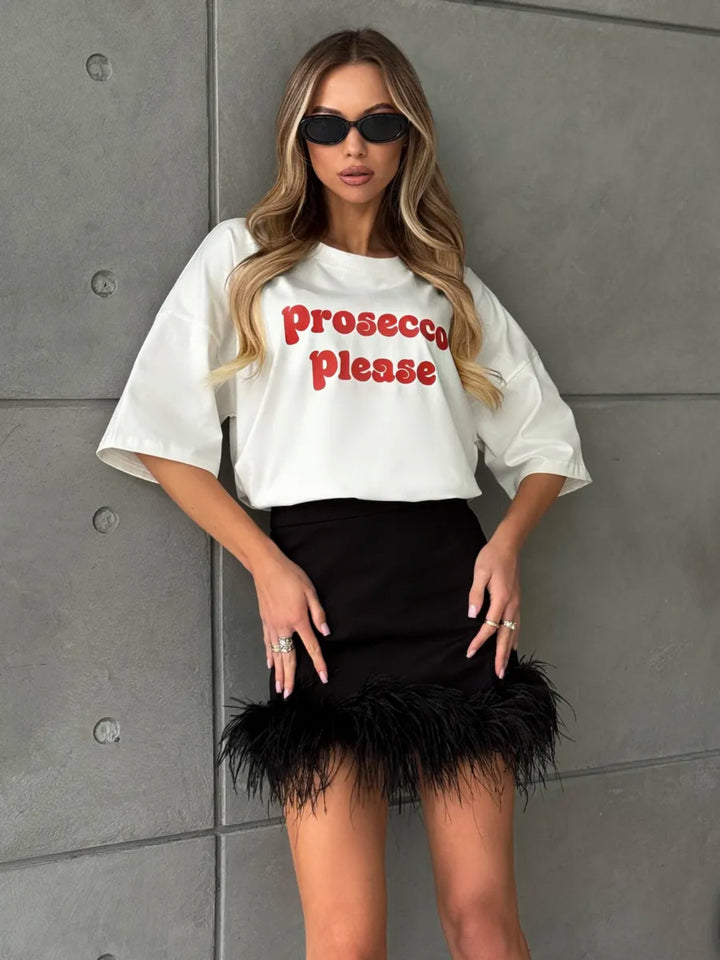 Dame Statement T-shirt med fræk slogan Stilla
