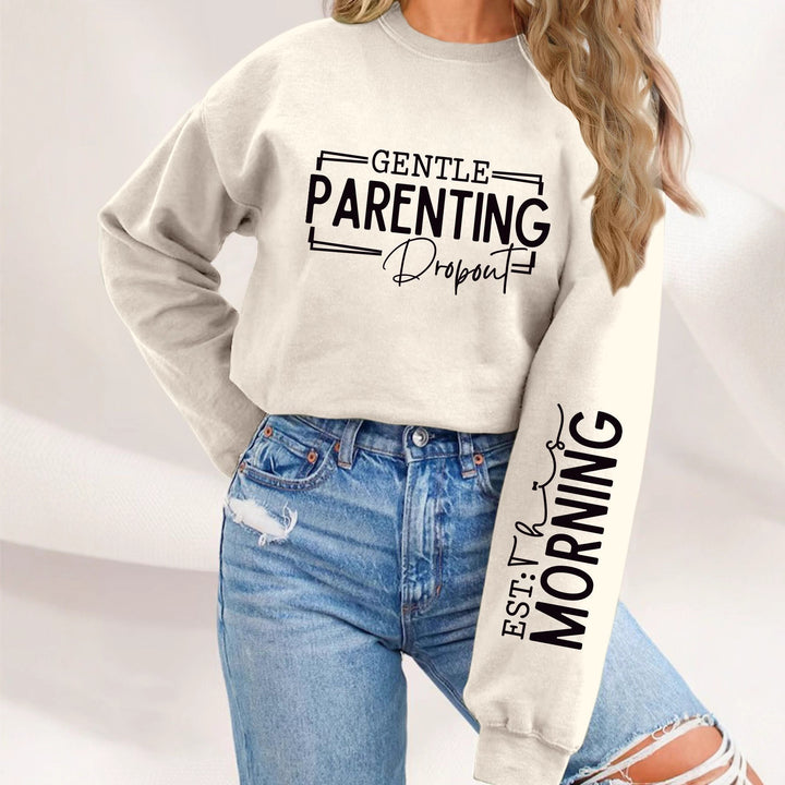 Kvinders sweatshirt med unikt trykt forældremotiv og afslappet pasform Stilla