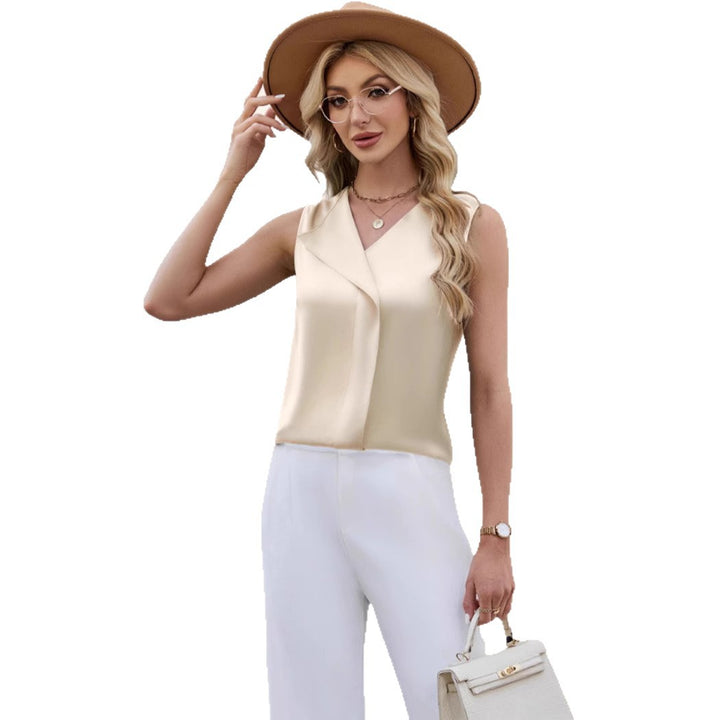 Dame Satin Cowl Hals Bluse Stilla