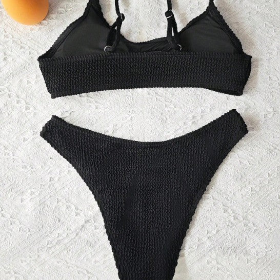 Dame struktureret bralette og højskåret bikini sæt Stilla