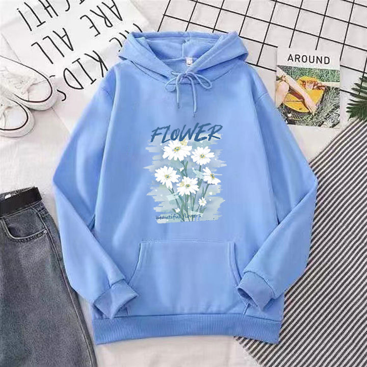 Kvinde hoodie med blomster grafik tryk Skovae
