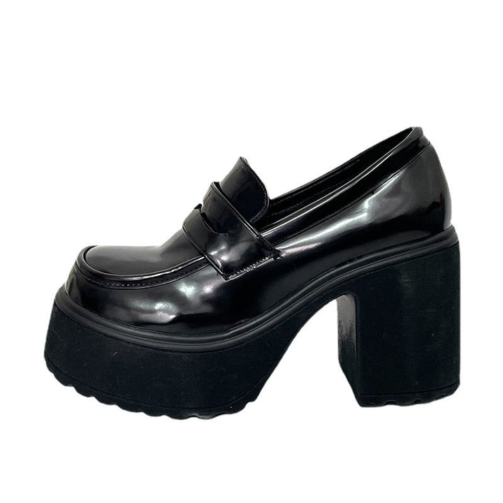 Dame Chunky Loafers med høj platform-blokhæl og dekorative remme Stilla