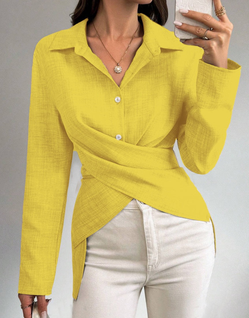 Dame indpakning bluse med elegant krave og raffinerede detaljer Stilla
