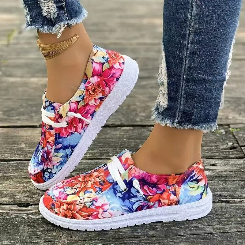 Dame Designer fritidssko med blomstermønster og komfortabel sål Stilla