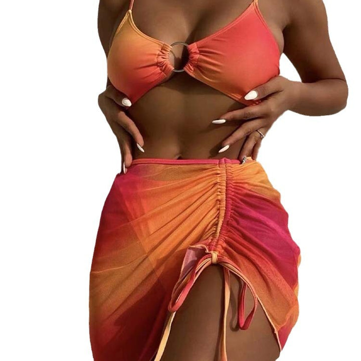 Dame bikinihøjt liv-sæt med rynker og trendy ringdetalje Stilla