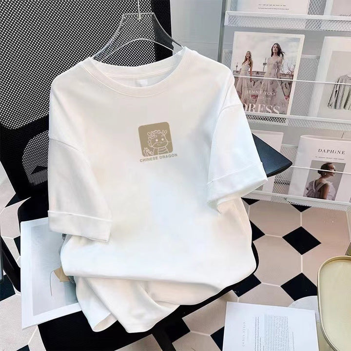 Dame T-shirt med kreativ dragemønster og behagelig oversized pasform Stilla