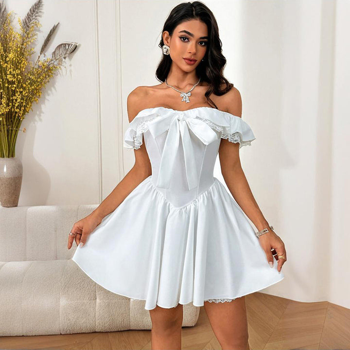 Damer Off-Shoulder Kjole med legende Sløjfedetalje Skovae
