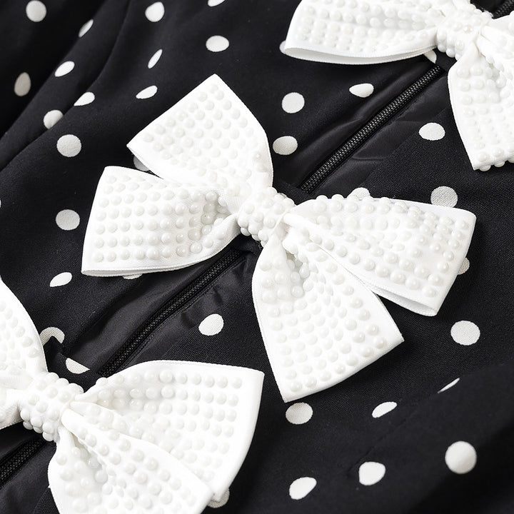Dame Polka Dot Mini Kjole med Sløjfedetaljer Stilla