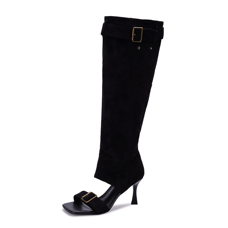 Femme Over-the-Knee Støvletter med Bælte-Design Stilla
