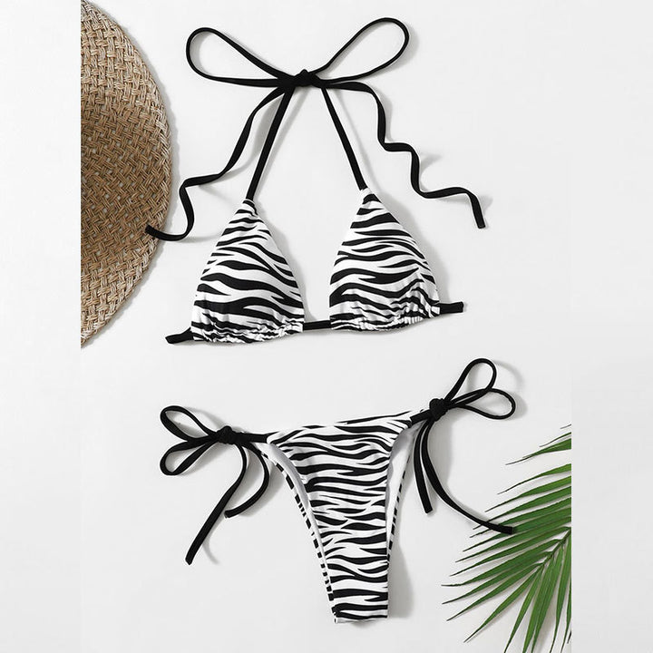Dame trekantskåret zebra-mønster bikini-sæt Stilla