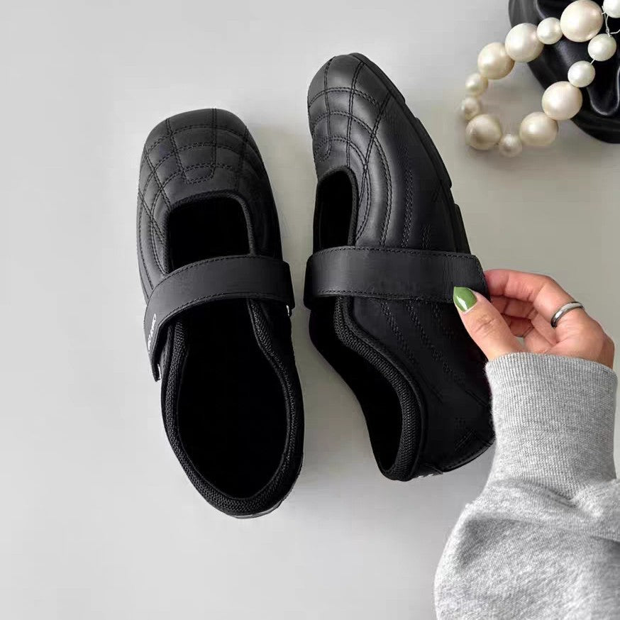 Dame Stilfulde Mary Jane Sko med moderskabel Metallic-overflade og praktisk Velcro Stilla