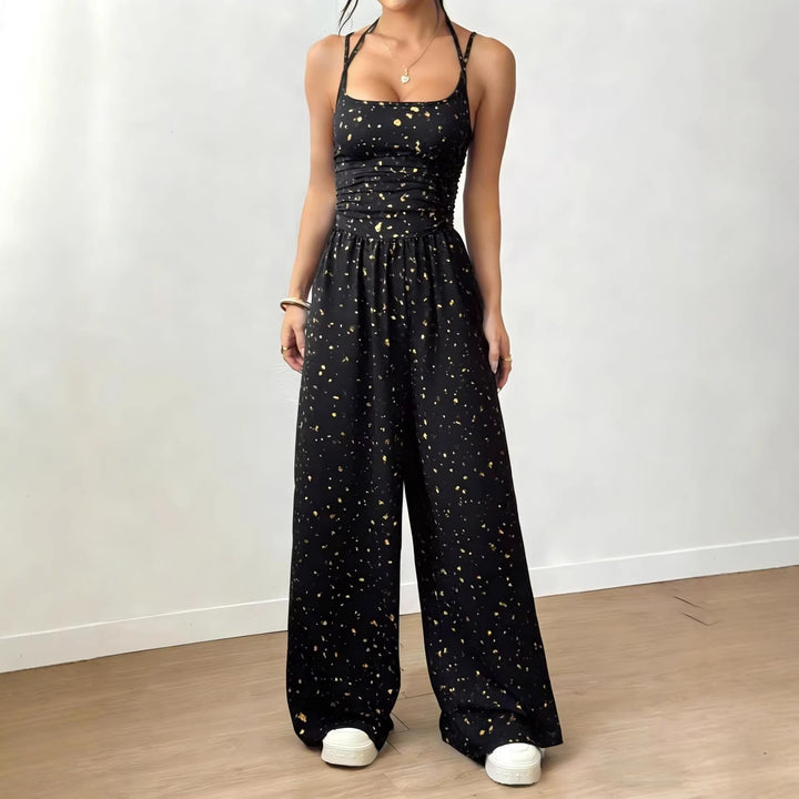 Dame Elegant Jumpsuit med brede ben og spaghetti-stropper Skovae