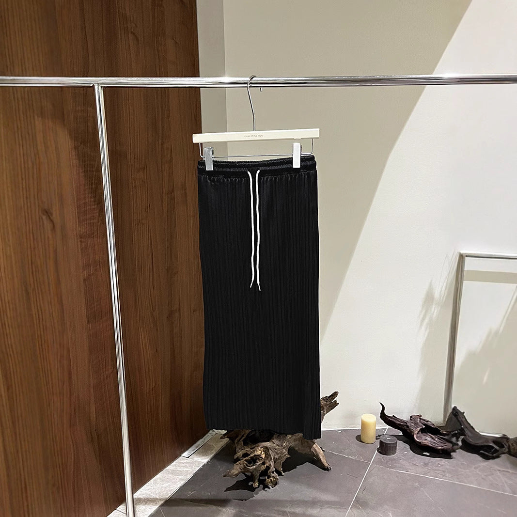 Dame elegant plisseret nederdel med elastisk talje og snortræk Stilla