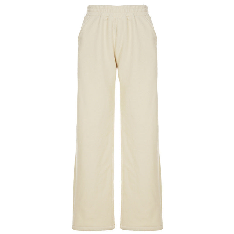 Damer Fuzzy Joggingbukser med elastisk linning og sidelommer Skovae
