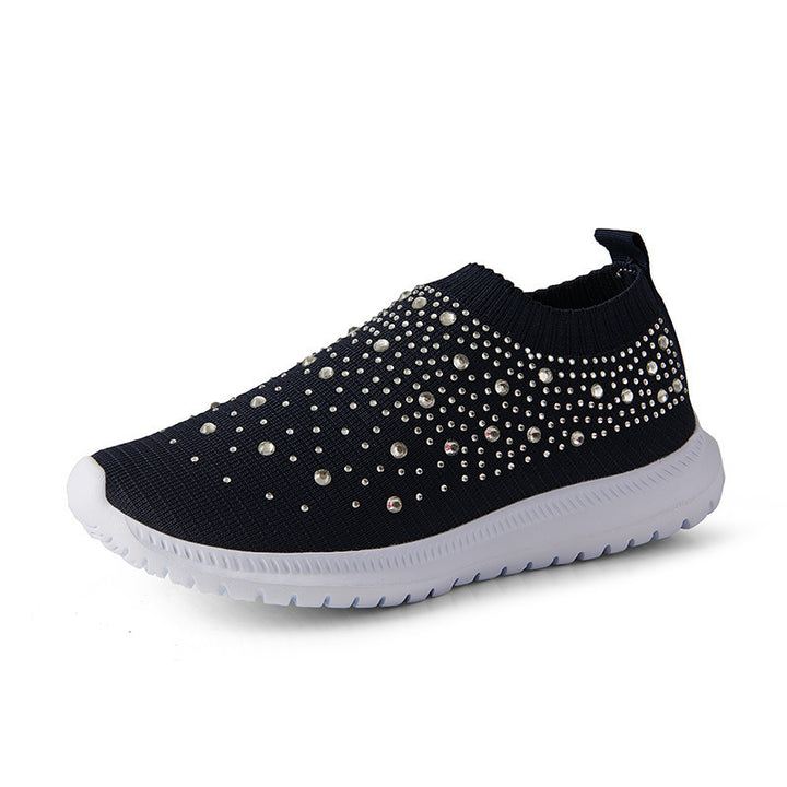 Dame Sneakers med funklende strass-accenter og elastisk overdækning Stilla