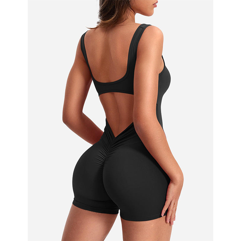 Dame Bodycon Jumpsuit med dyb rygudskæring og sporty design Stilla
