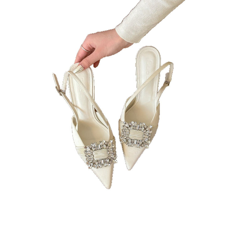 Dame Elegant Slingback Hæle med Strassspænder Stilla