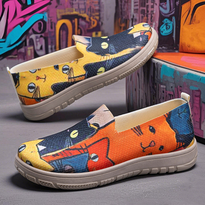 Femme Kunstnerisk Print Slip-On Sneakers Stilla