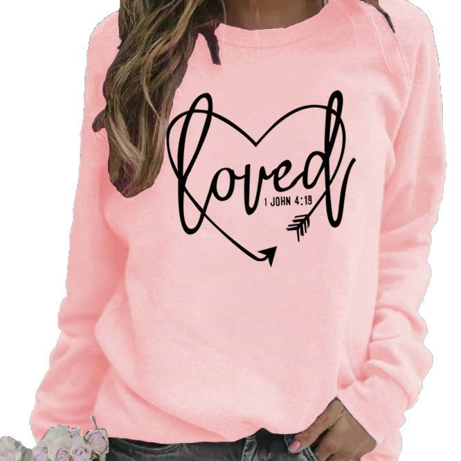 Kvinders sweatshirt med hjerteformet print og inspirerende budskab Stilla